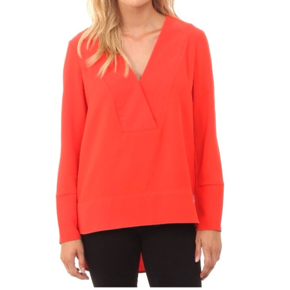 French Connection Red V-Neck Tunic blouse, womans medium blouse